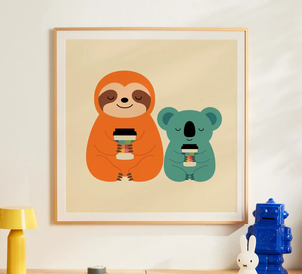 Amico del caffè poster con telaio in alluminio da Andy Westface