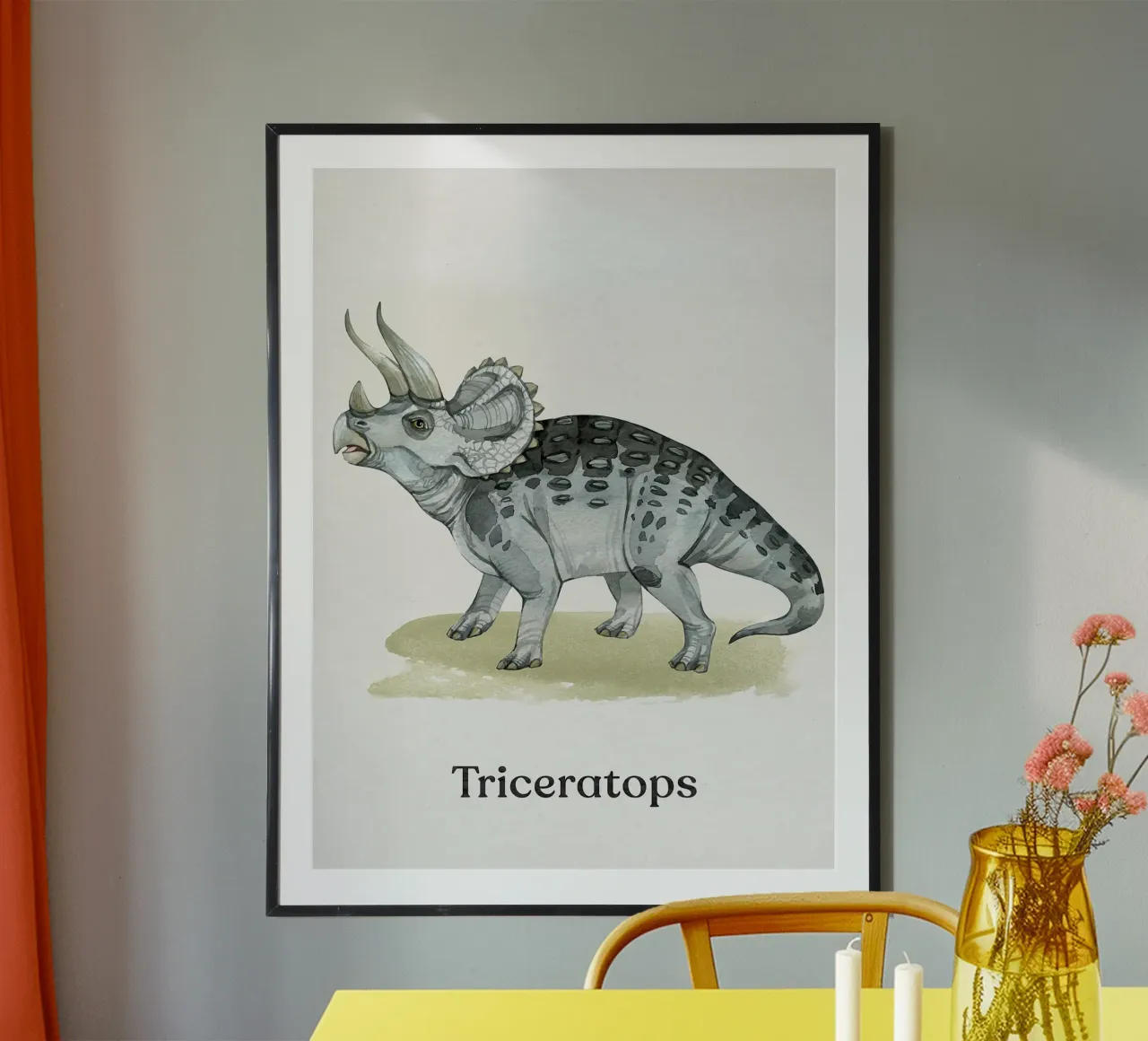 Triceratops poster con telaio in legno da Eldon S Kiser