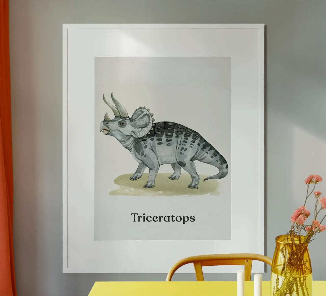 Triceratops poster con telaio in legno da Eldon S Kiser