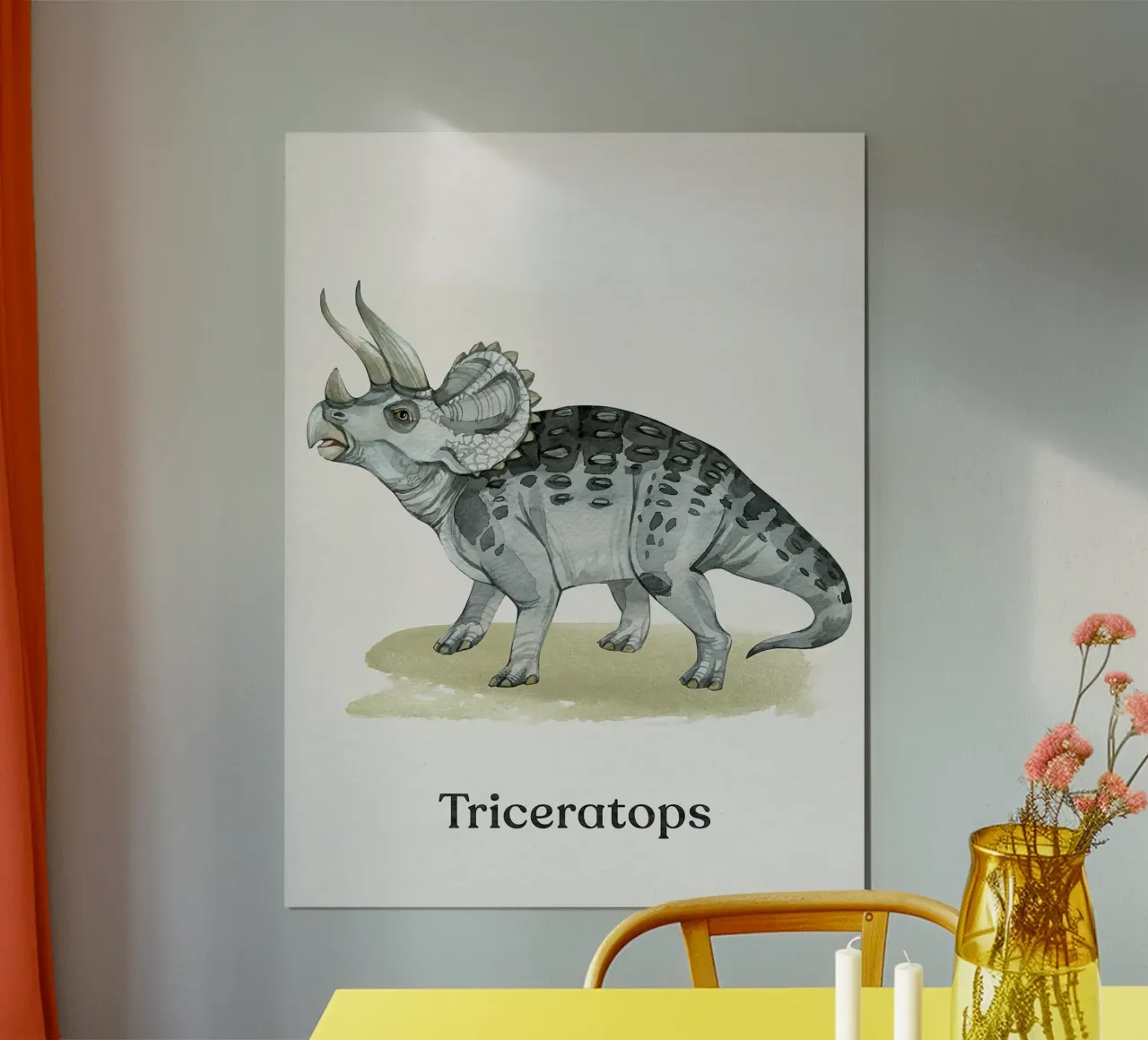 Triceratops poster con telaio in legno da Eldon S Kiser