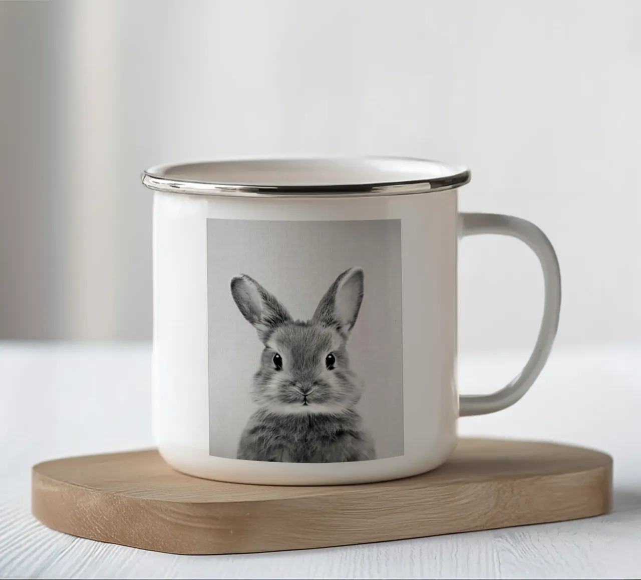 Coniglio BW tazza in smalto da Eldon S Kiser