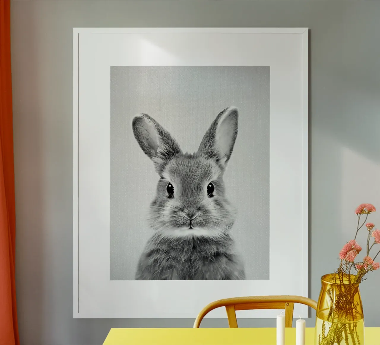 Coniglio BW poster con telaio in legno da Eldon S Kiser
