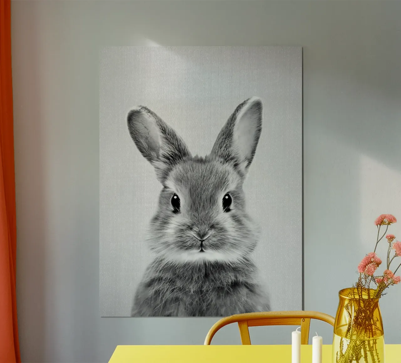 Coniglio BW poster con telaio in legno da Eldon S Kiser