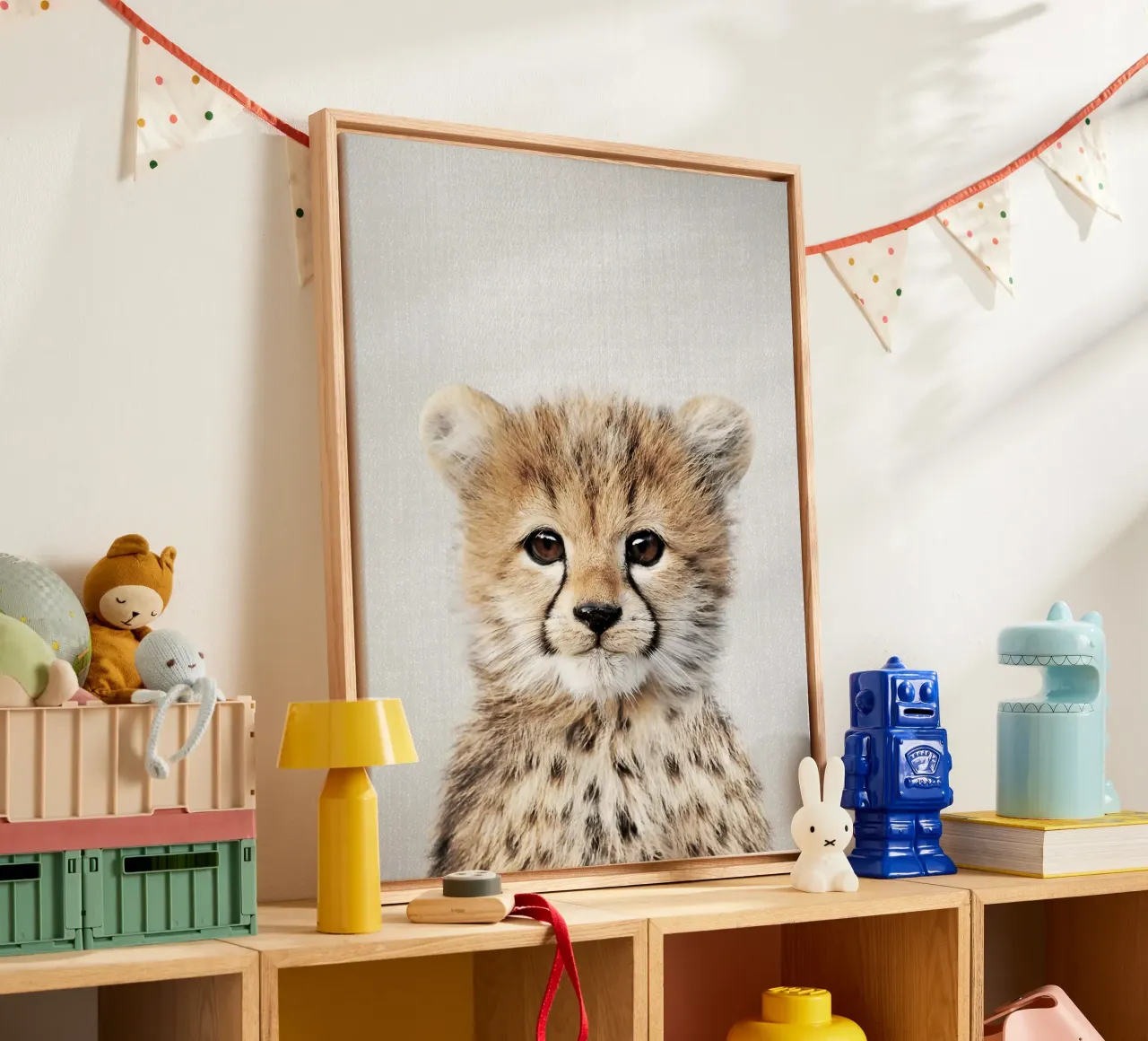 Baby Cheetah Colorful canvas with Floater frame by Eldon S Kiser