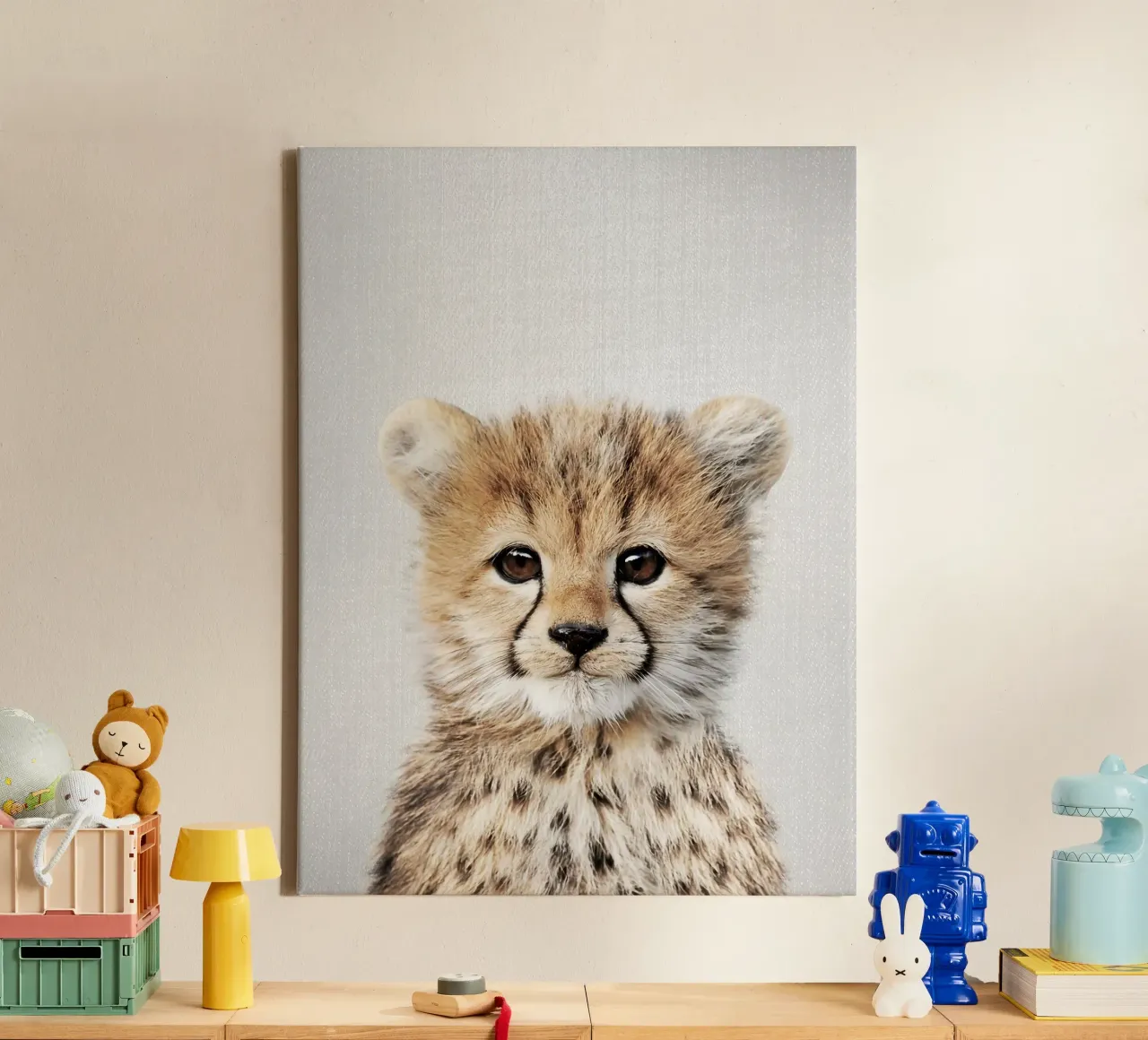 Baby Cheetah Colorful canvas with Floater frame by Eldon S Kiser