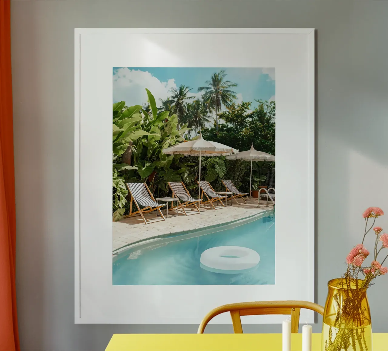 Paradiso a bordo piscina poster con telaio in alluminio da Eldon S Kiser