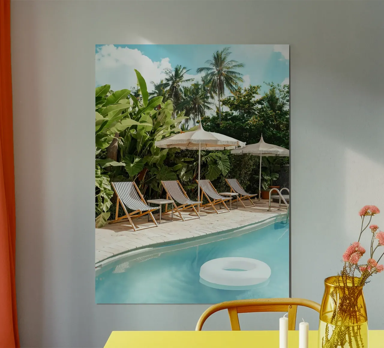 Paradiso a bordo piscina poster con telaio in alluminio da Eldon S Kiser