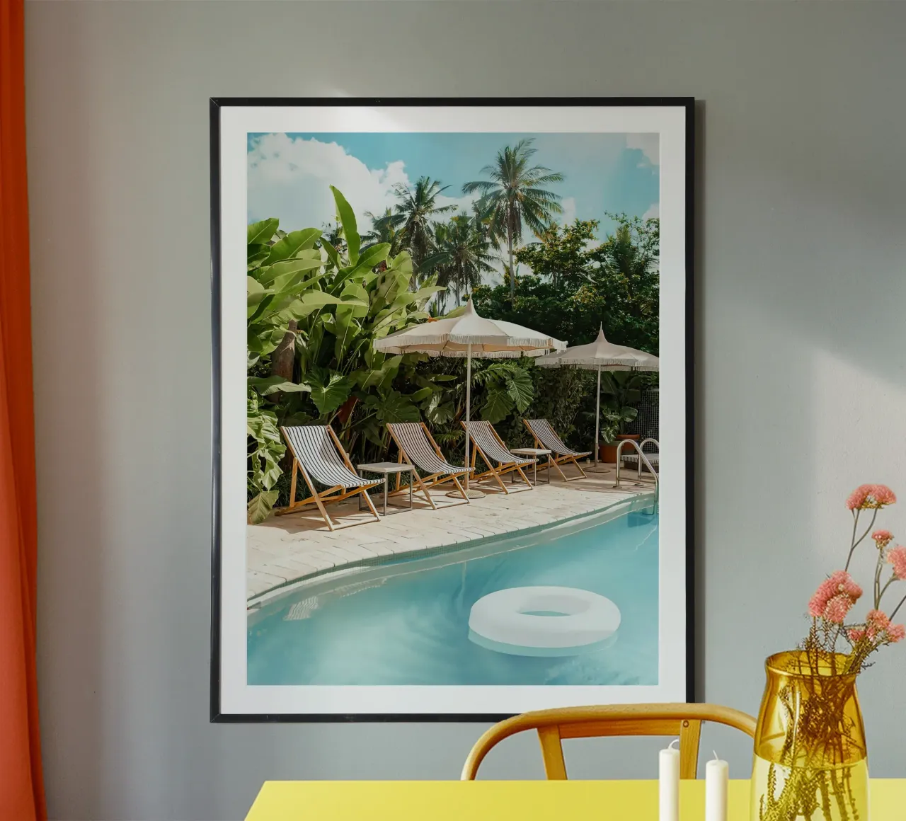 Paradiso a bordo piscina poster con telaio in alluminio da Eldon S Kiser
