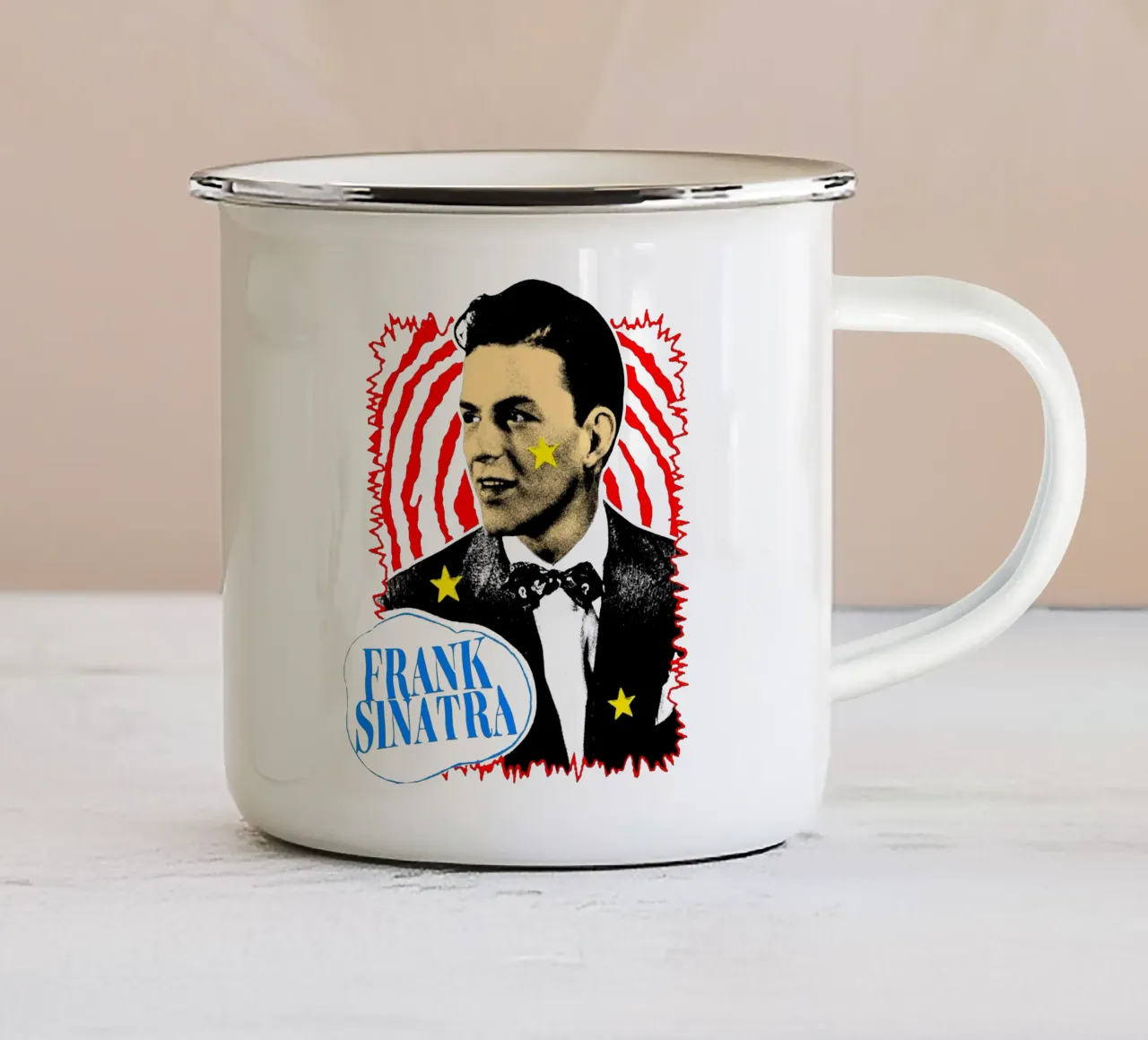 Silhouette in stile Frank Sinatra POP tazza in smalto da igoshdesigns