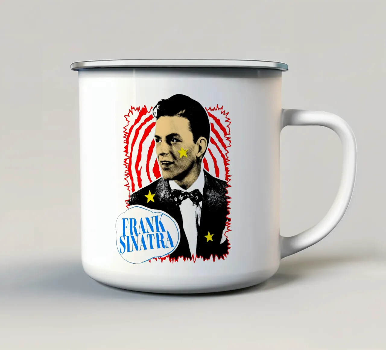 Silhouette in stile Frank Sinatra POP tazza in smalto da igoshdesigns