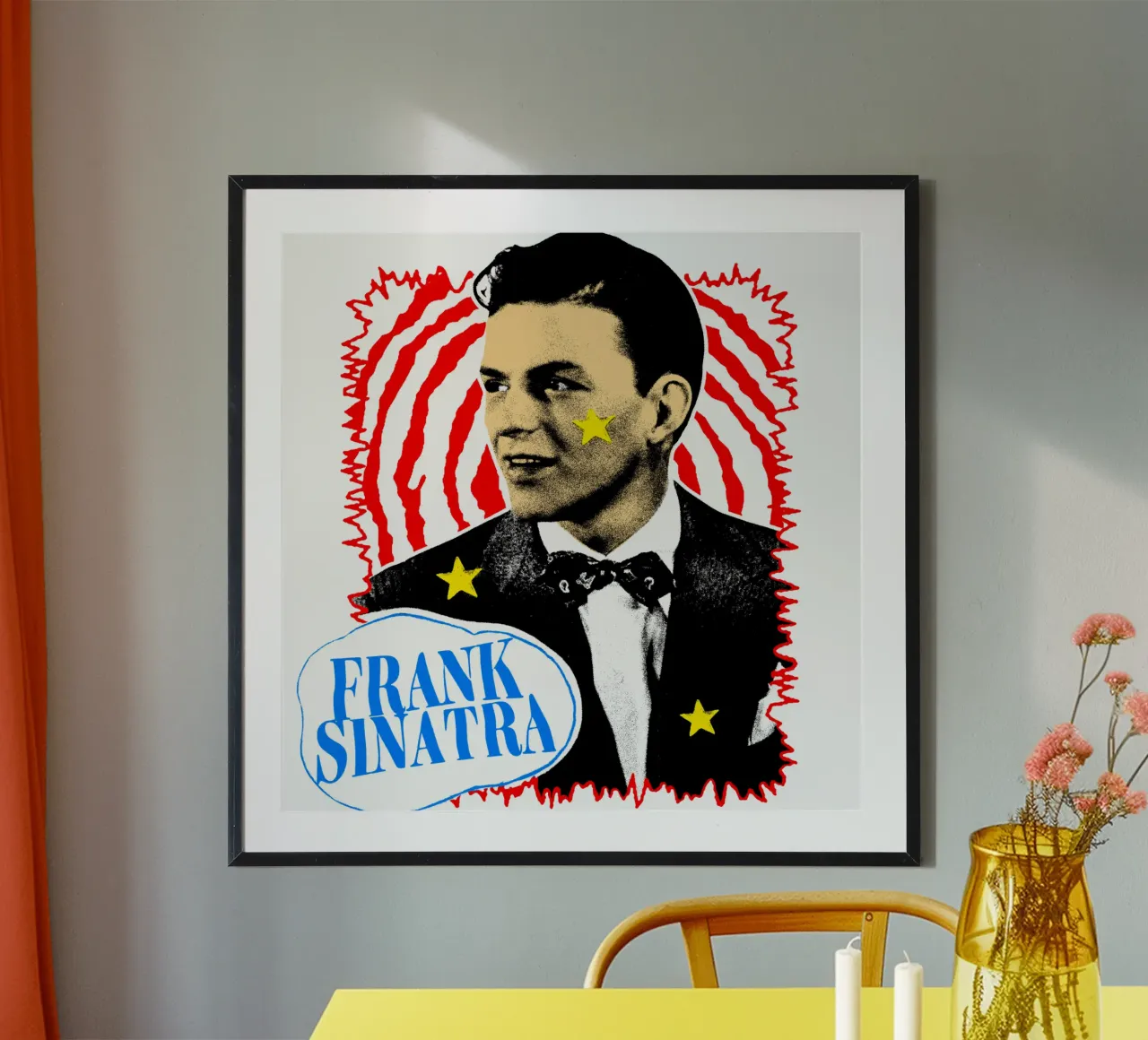 Silhouette in stile Frank Sinatra POP poster con telaio in plastica da igoshdesigns