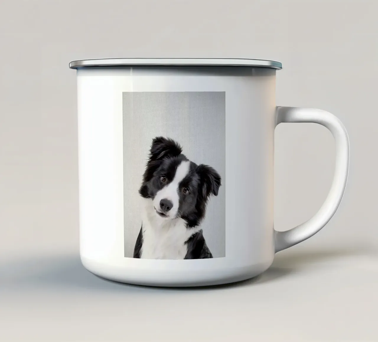 Border Collie colorato tazza in smalto da Leonard R Sadler