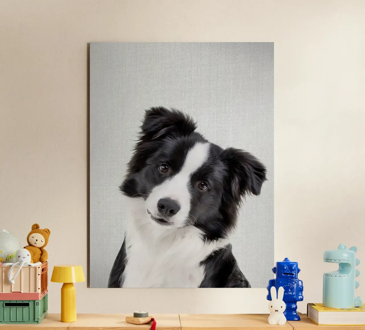 Border Collie colorato alluminio dibond da Leonard R Sadler