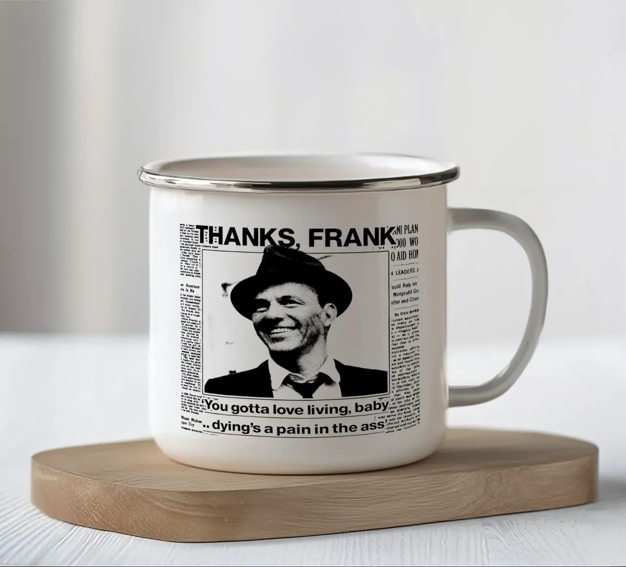 Frank Sinatra Pop BAnd tazza in smalto da igoshdesigns