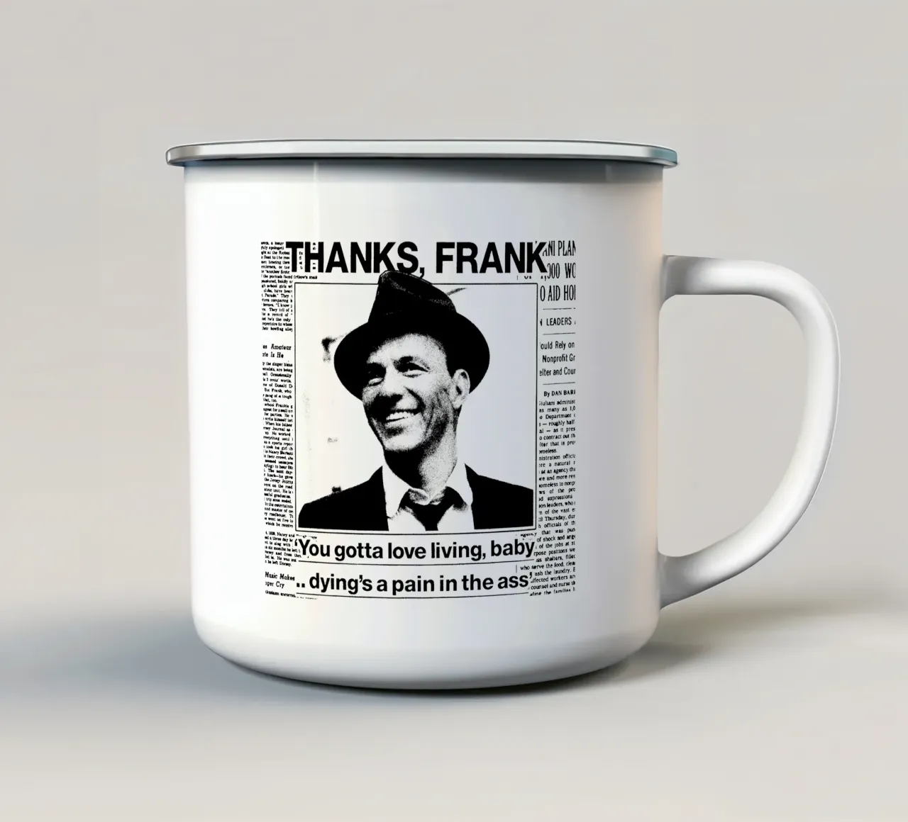 Frank Sinatra Pop BAnd tazza in smalto da igoshdesigns