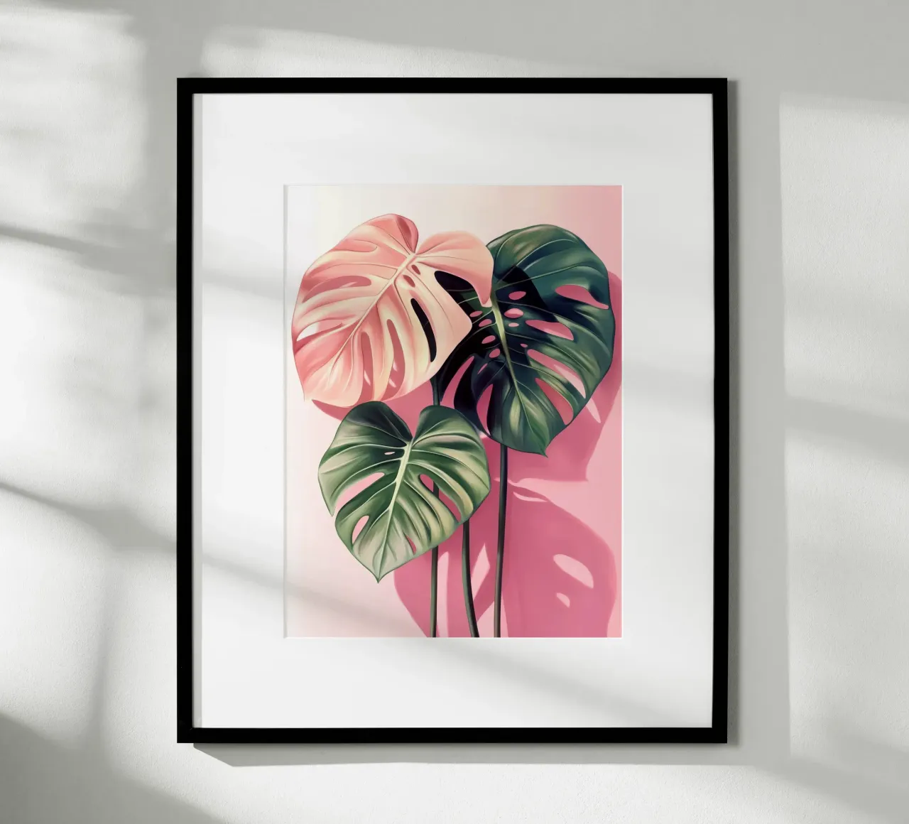 Foglie di Monstera rosa e verde poster da Fletcher M Henry