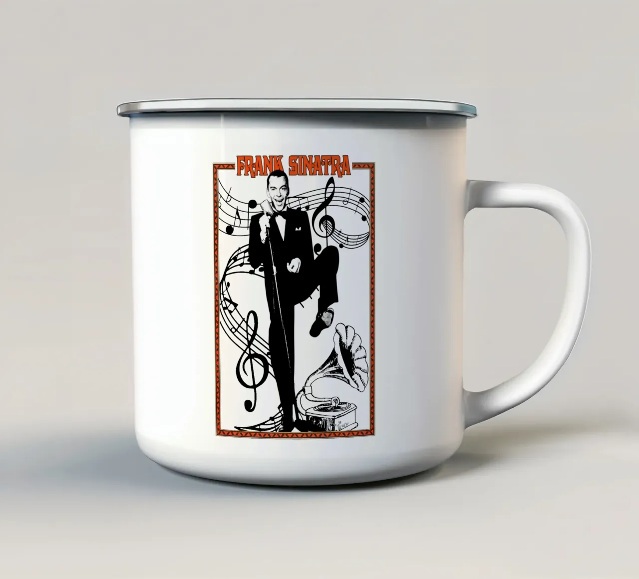 Pop classico Frank Sinatra tazza in smalto da igoshdesigns