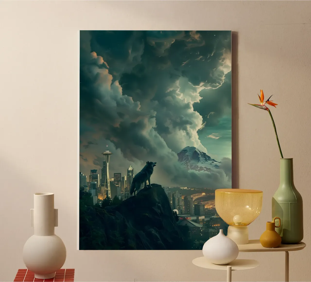 Lupo di Seattle arte mistica e fantasy tela con Cornice a cassetta da WILD ART