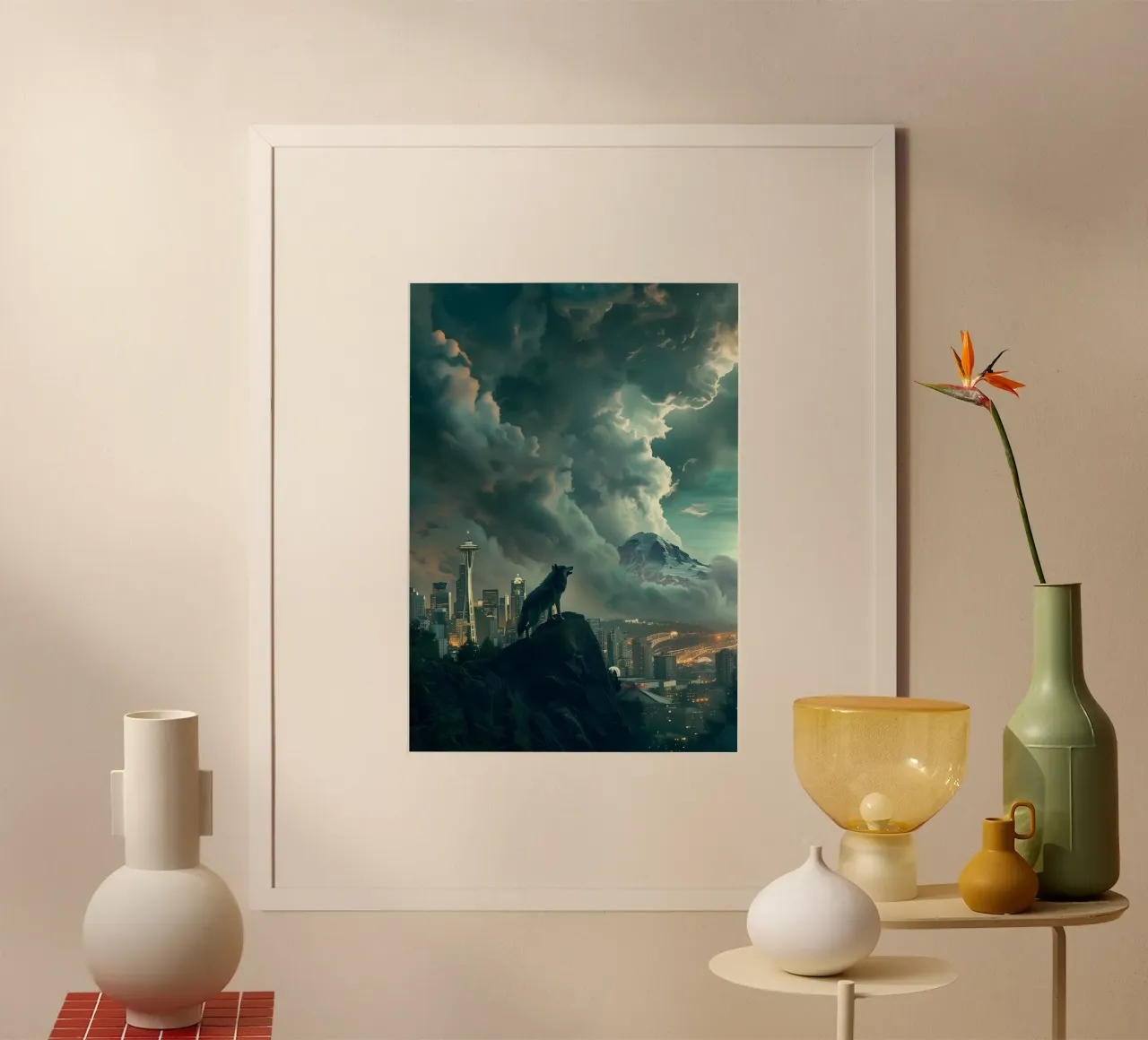 Lupo di Seattle arte mistica e fantasy poster con telaio in alluminio da WILD ART