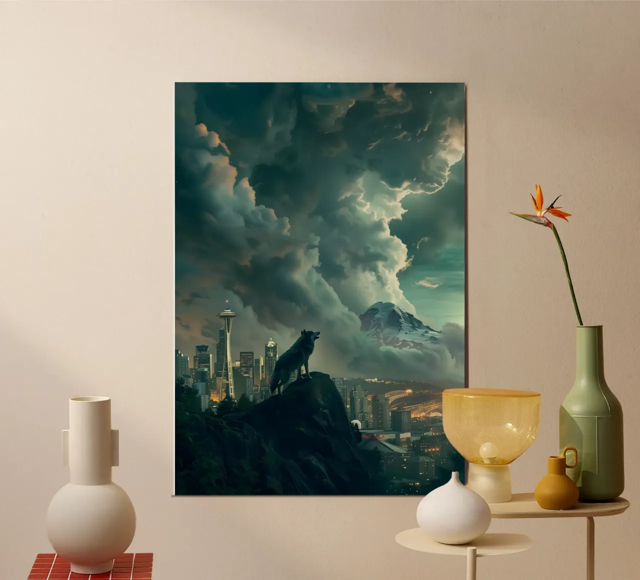 Lupo di Seattle arte mistica e fantasy poster con telaio in alluminio da WILD ART