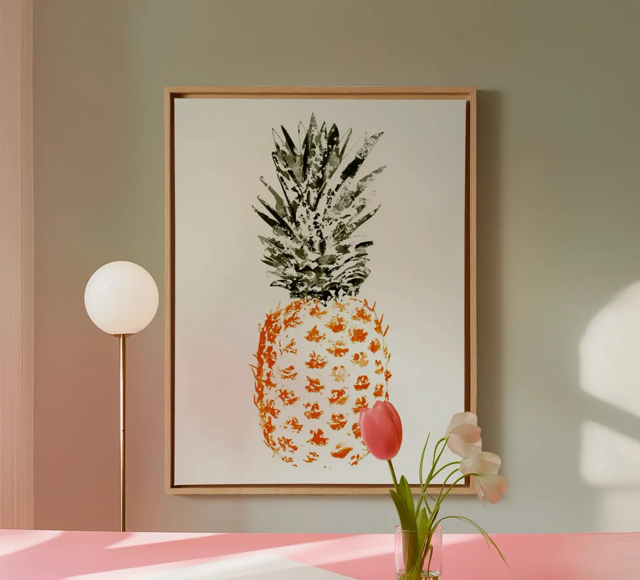 Pineapple canvas with Floater frame by Sven B Strauss