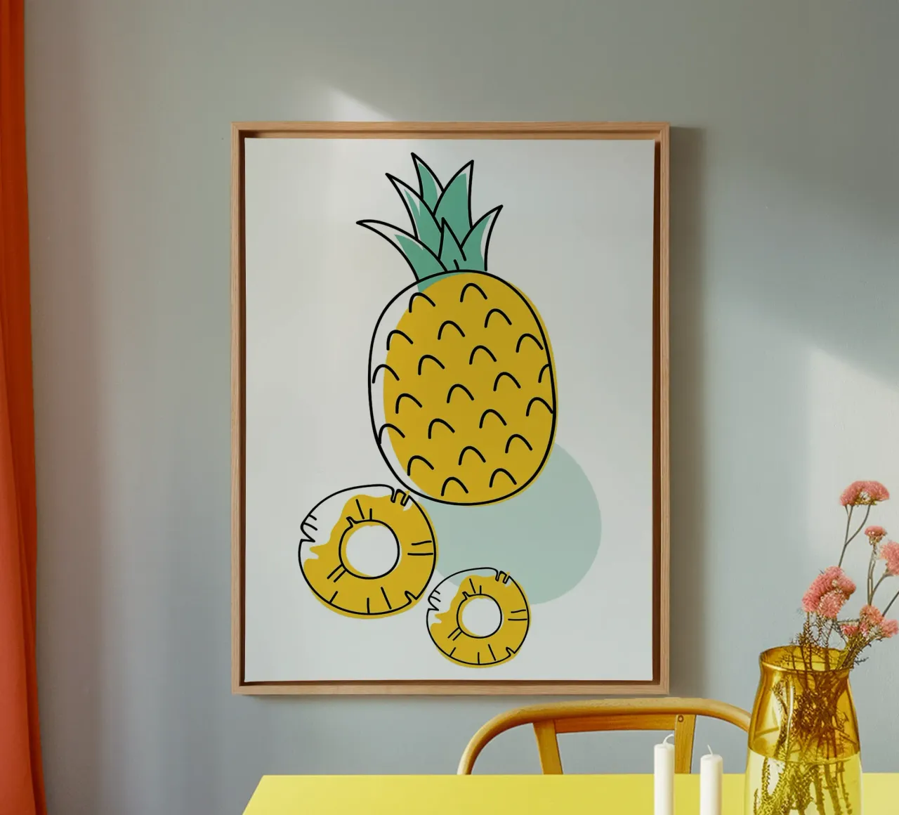 Pineapple canvas with Floater frame by Sven B Strauss