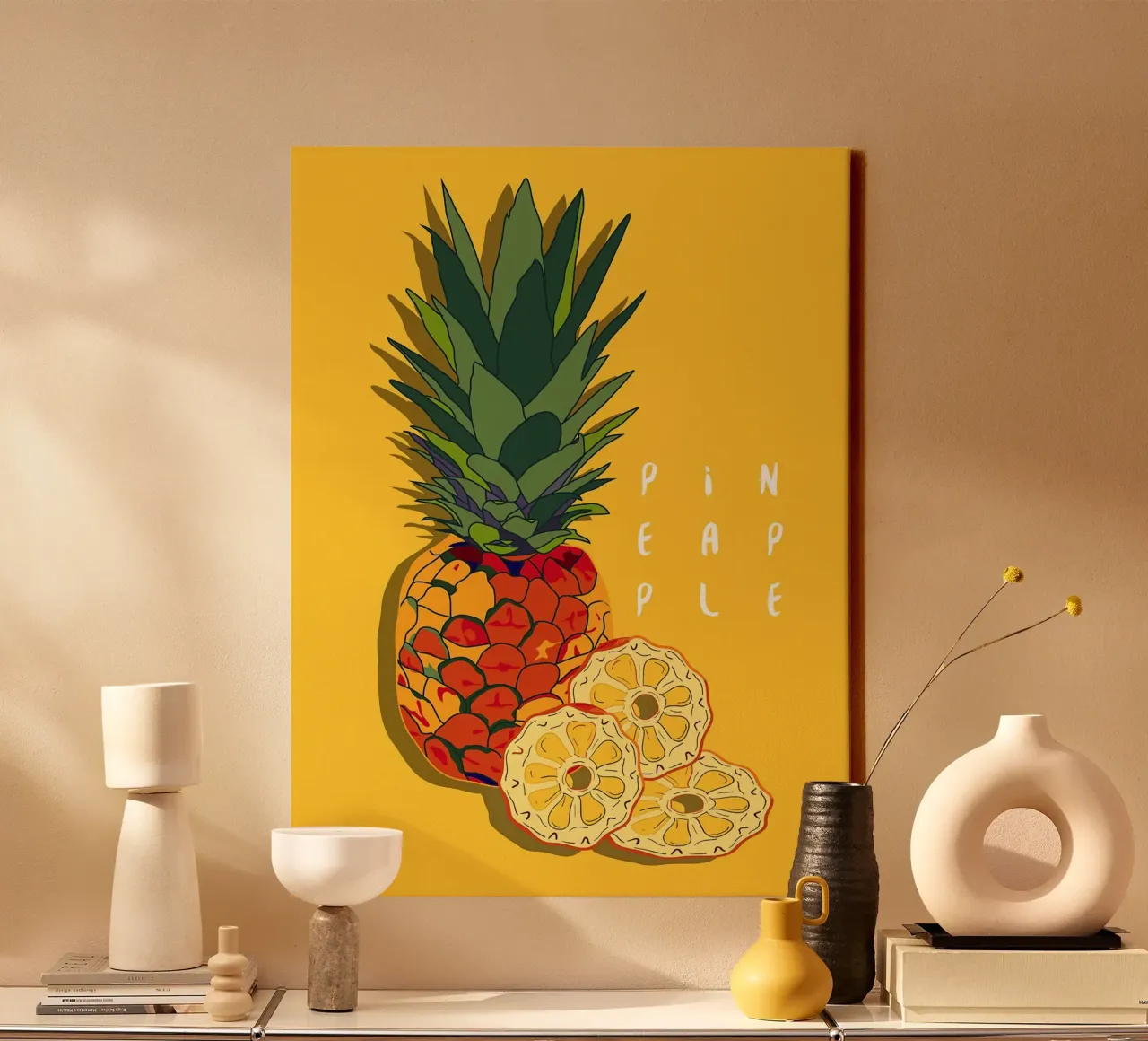 Pineapple canvas with Floater frame by Sven B Strauss