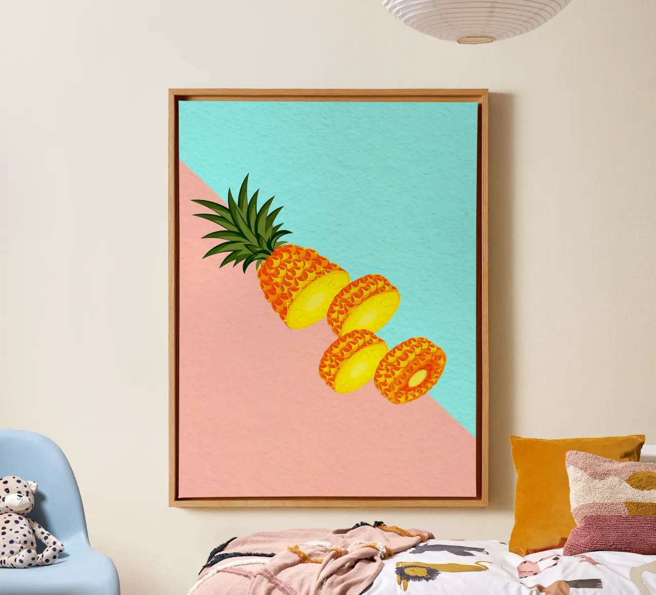 Fresh pineapple slice canvas with Floater frame by Sven B Strauss