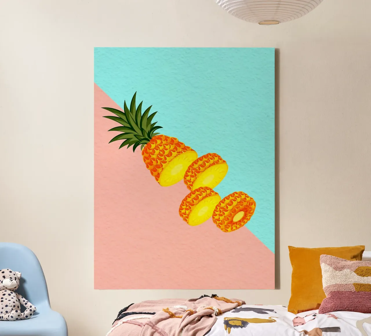 Fresh pineapple slice canvas with Floater frame by Sven B Strauss
