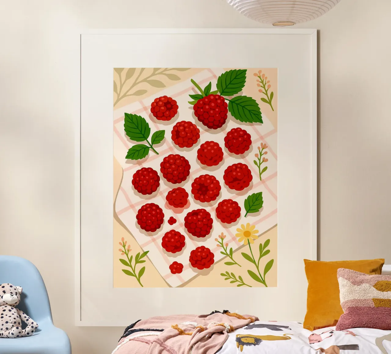 Frambuesa - Una mesa con estilo poster con marco de madera de Sven B Strauss