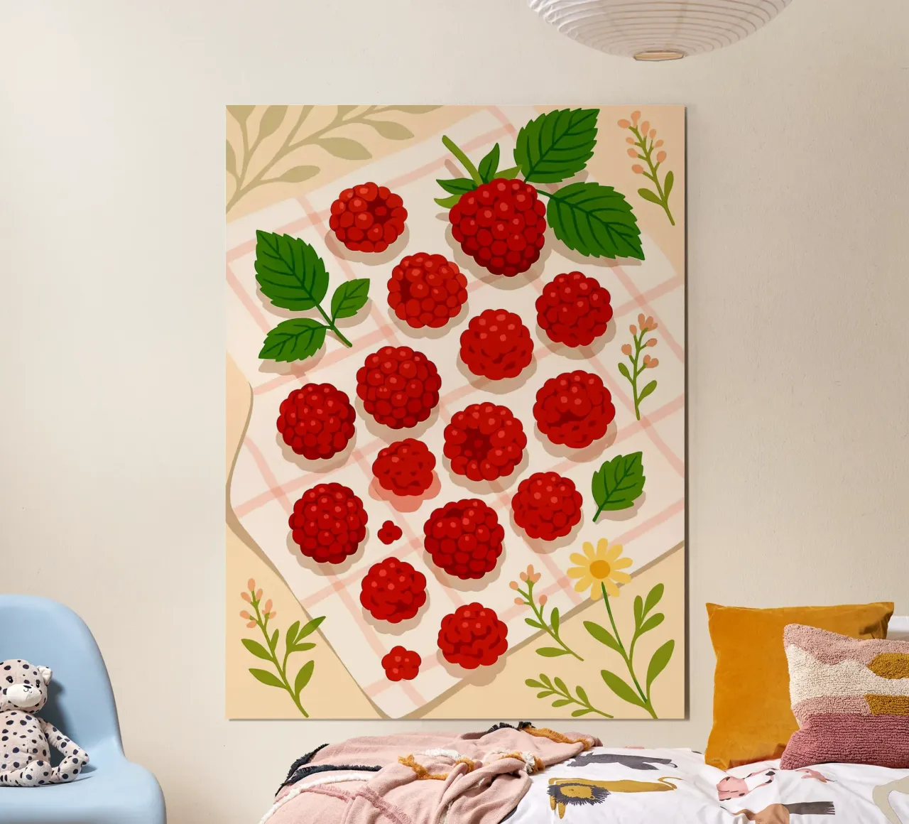 Frambuesa - Una mesa con estilo poster con marco de madera de Sven B Strauss