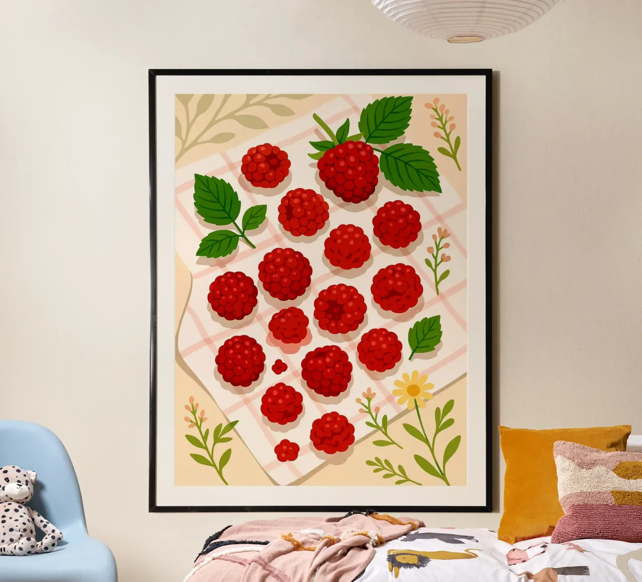 Frambuesa - Una mesa con estilo poster con marco de madera de Sven B Strauss