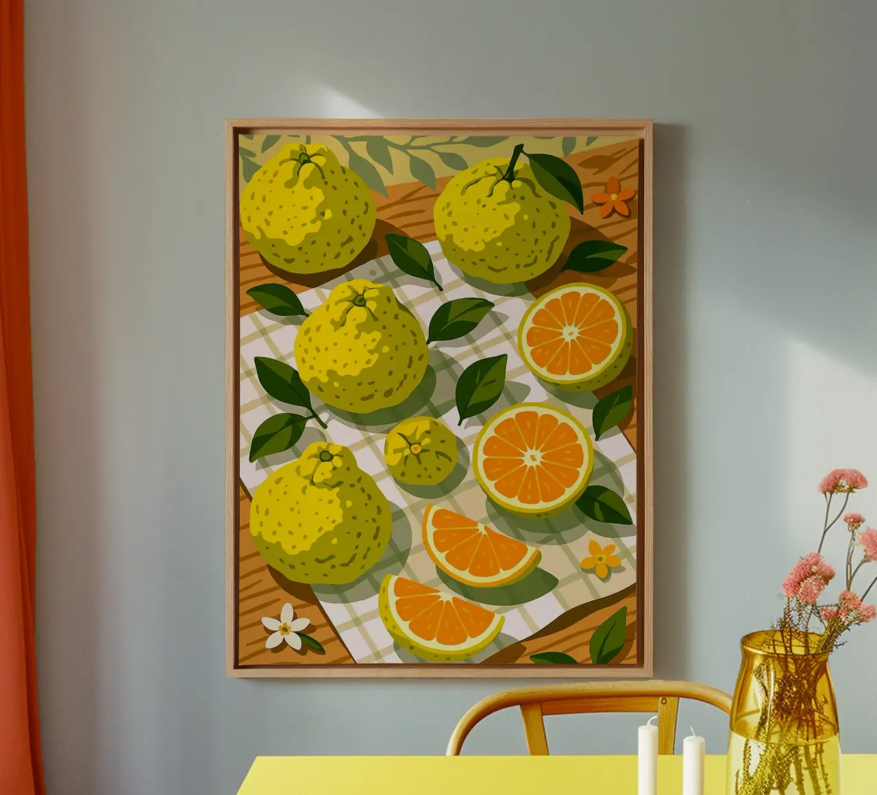 Ugli Fruit - Una mesa con estilo lienzo con Marco flotante de Sven B Strauss