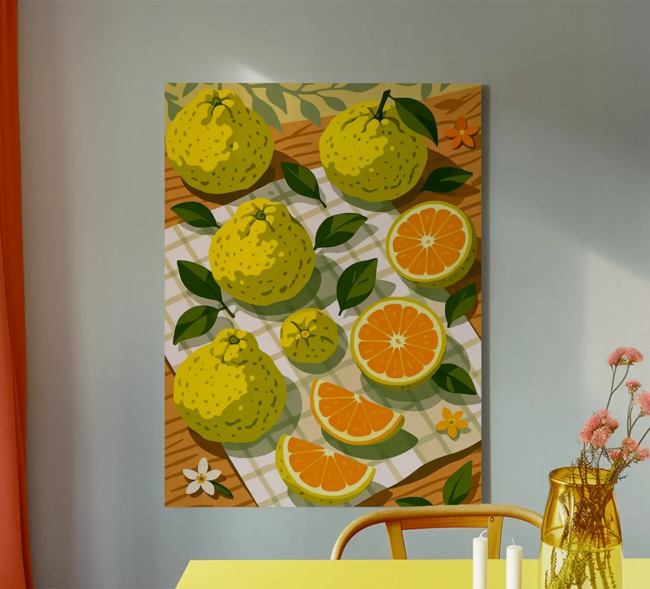 Ugli Fruit - Una mesa con estilo lienzo con Marco flotante de Sven B Strauss