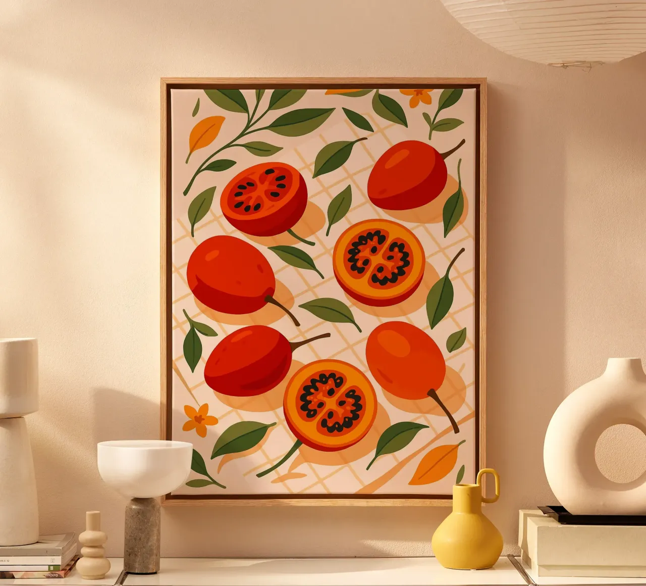 Tamarillo – A Stylized Tablescape canvas with Floater frame by Sven B Strauss