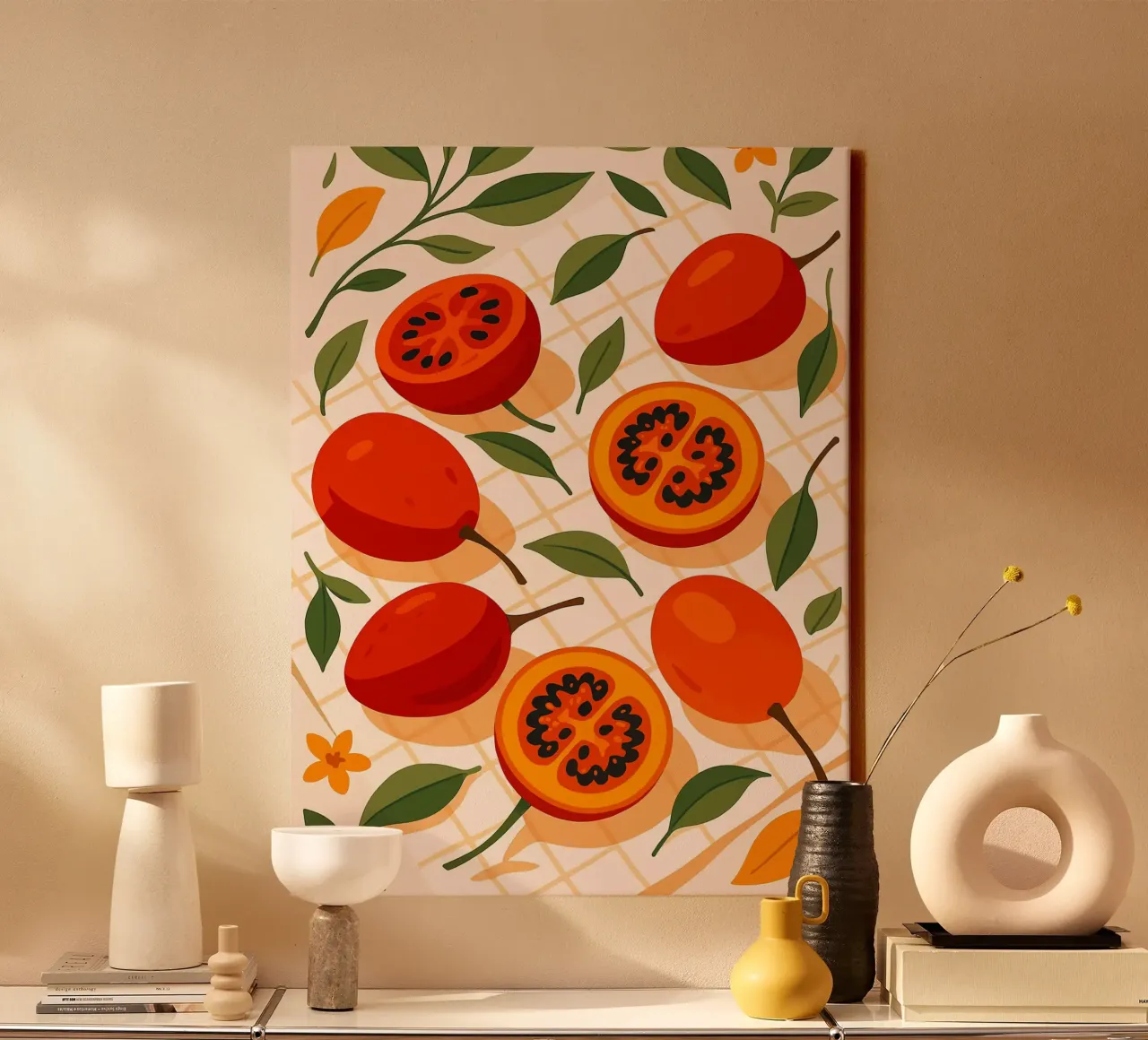 Tamarillo – A Stylized Tablescape canvas with Floater frame by Sven B Strauss