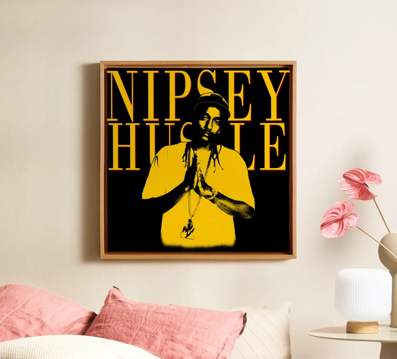 Silhouette Style Nipsey Hussle Hip hop Leinwand mit Schattenfugenrahmen von mannys_artt
