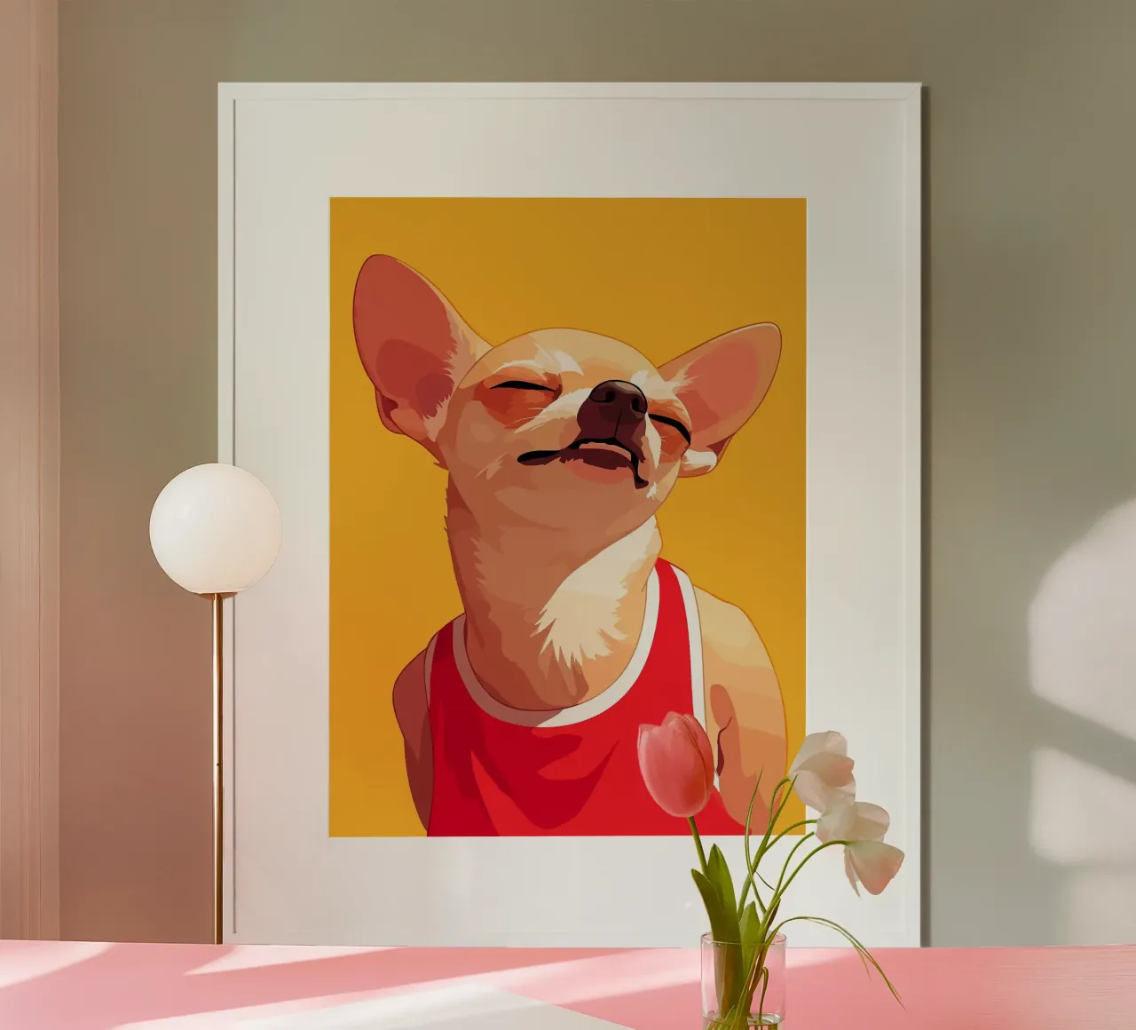 Adorabile Chihuahua carino in canottiera illustrazione poster da Leon B Feierabend