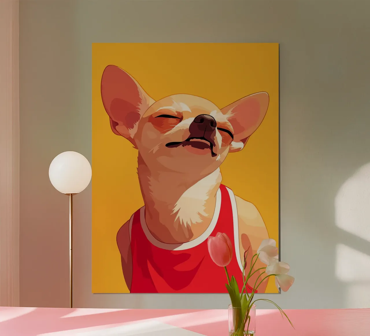 Adorabile Chihuahua carino in canottiera illustrazione poster da Leon B Feierabend