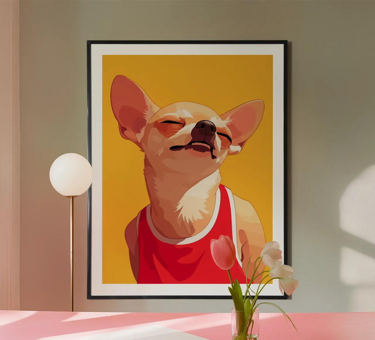 Adorabile Chihuahua carino in canottiera illustrazione poster da Leon B Feierabend