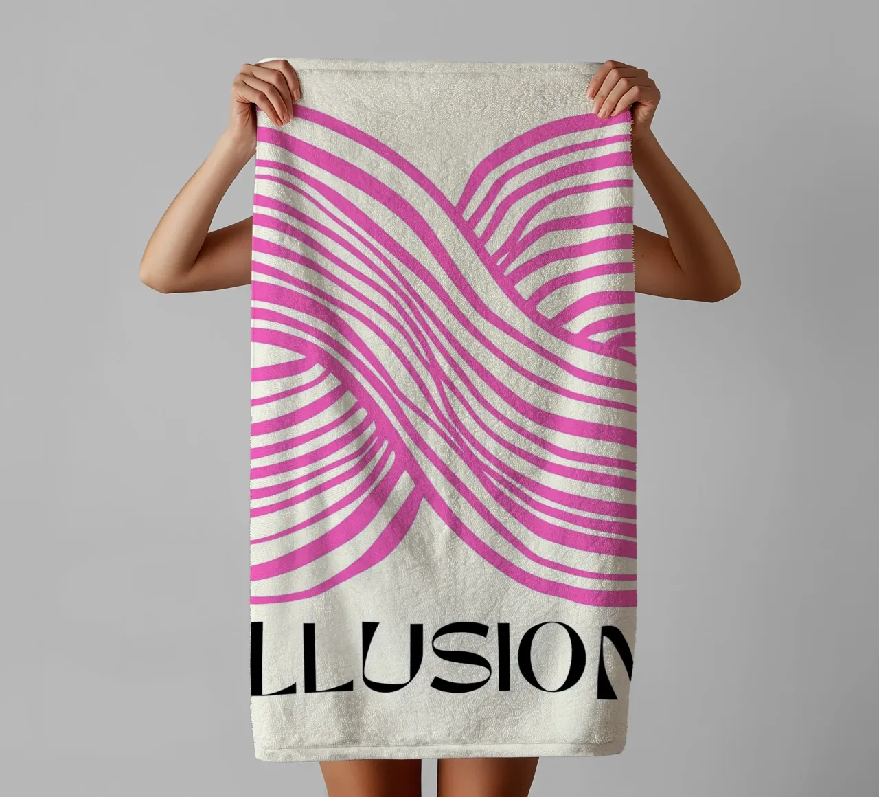 Linee di illusione rosa asciugamano da bagno da Leon B Feierabend