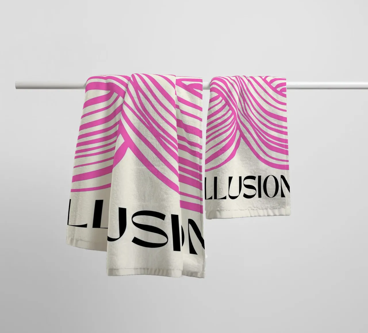 Linee di illusione rosa asciugamano da bagno da Leon B Feierabend