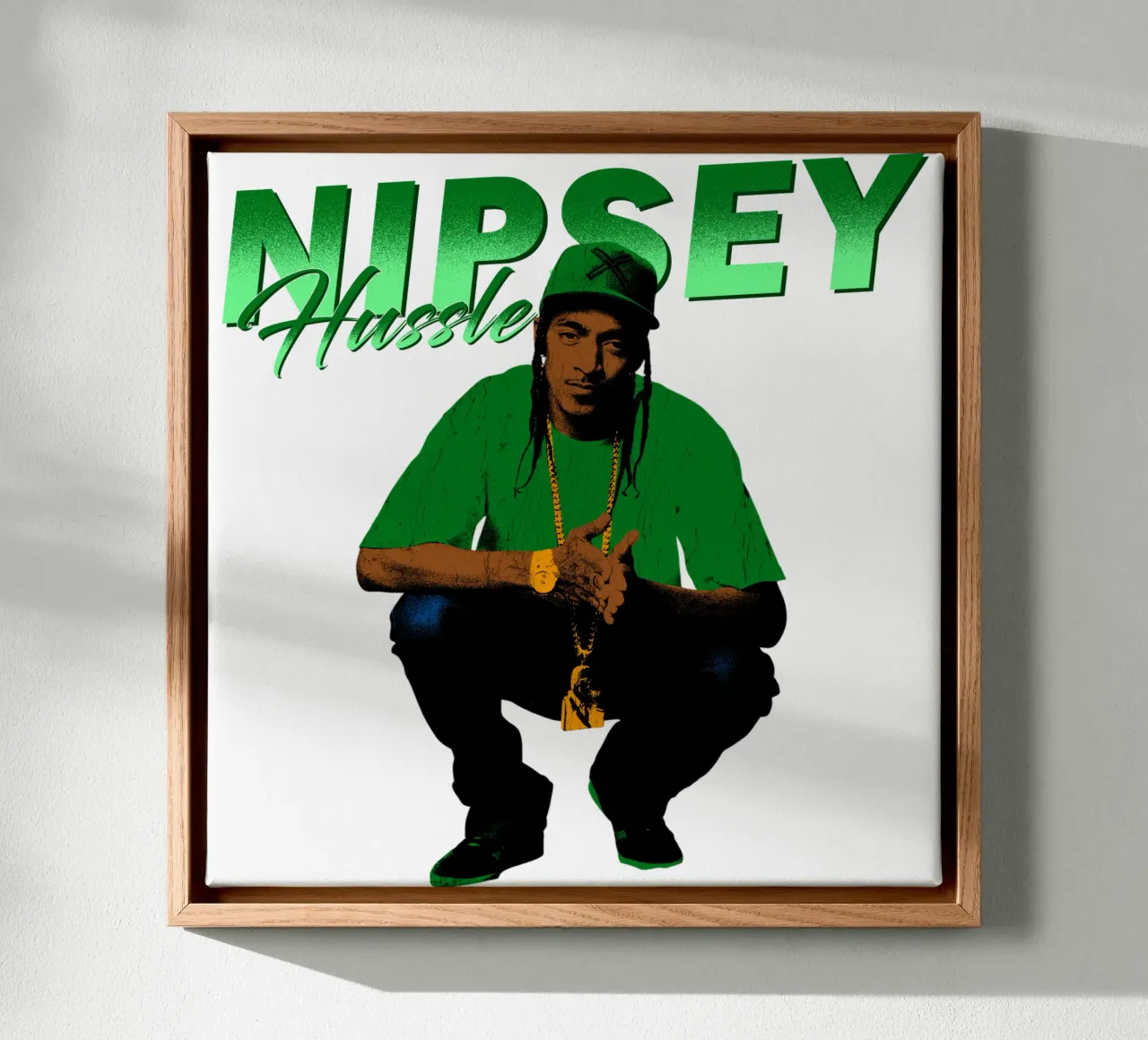 Nipsey Hussle Hip Hop Leinwand mit Schattenfugenrahmen von mannys_artt