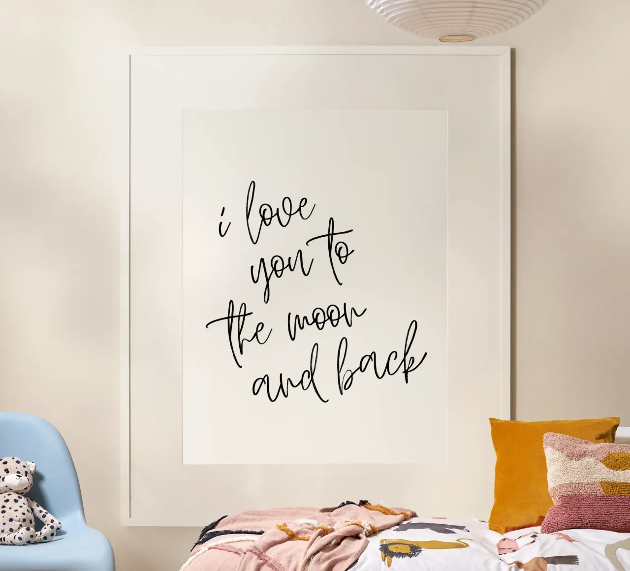 I love you to the moon and back Poster mit Aluminium Rahmen von PinkCandyWalls