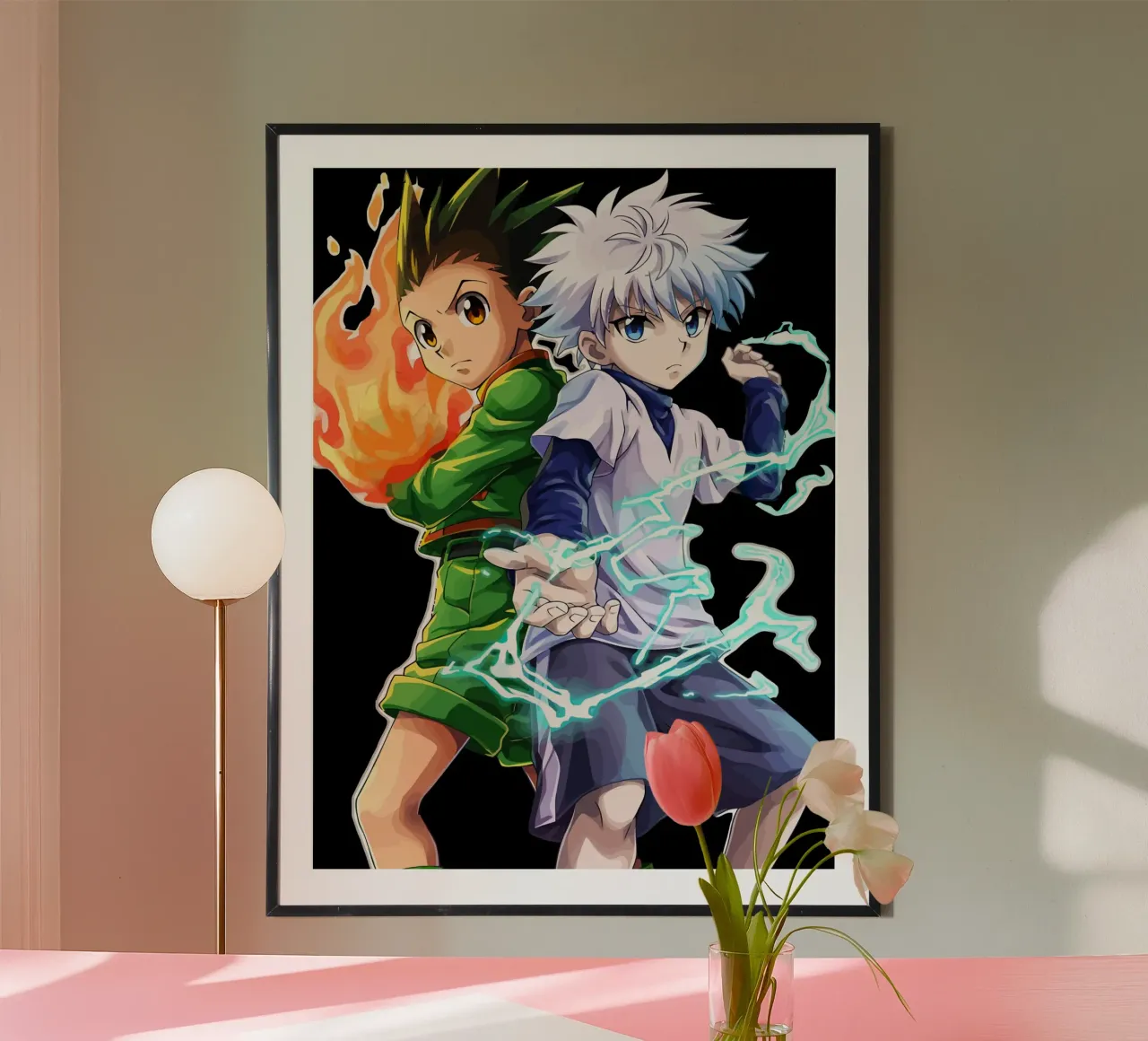 Gon and Kilua Hunter x Hunter poster con telaio in plastica da Dumery Art