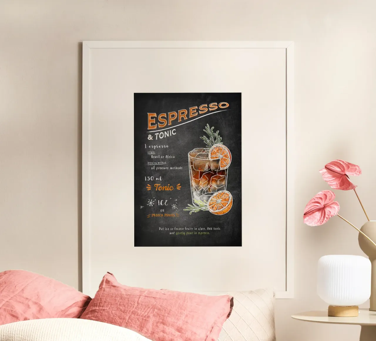 Espresso Tonic poster con telaio in plastica da Leon Meyer