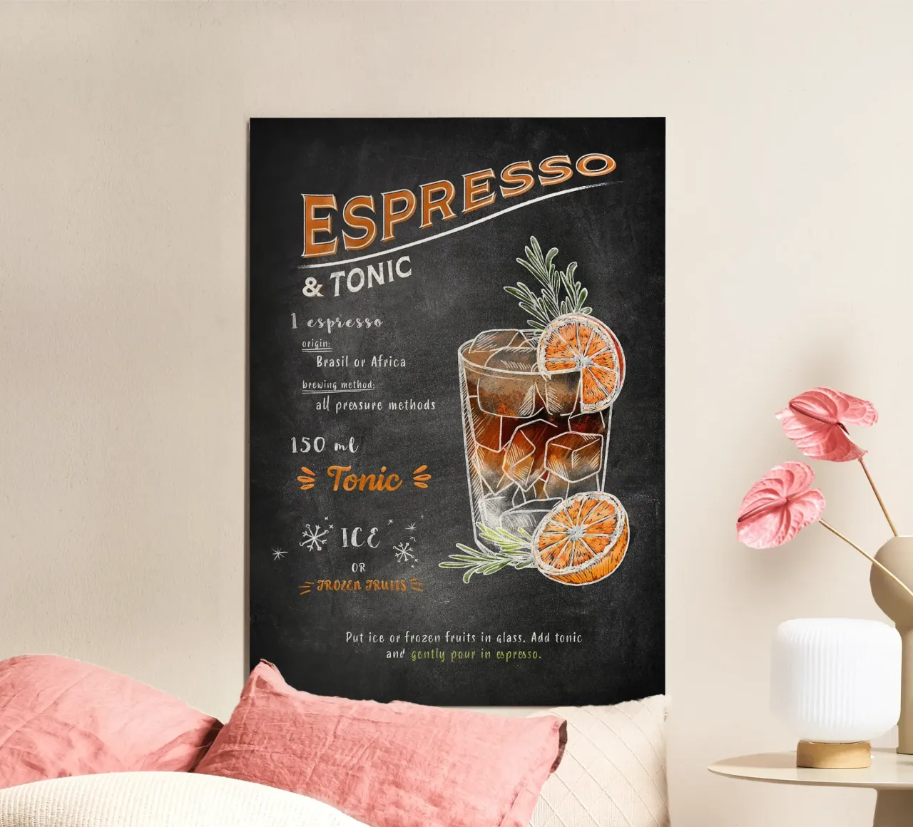 Espresso Tonic poster con telaio in plastica da Leon Meyer