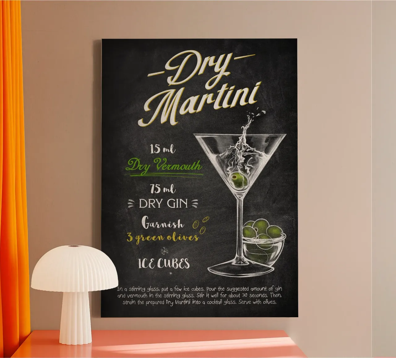 Martini Dry tela con Cornice a cassetta da Leon Meyer