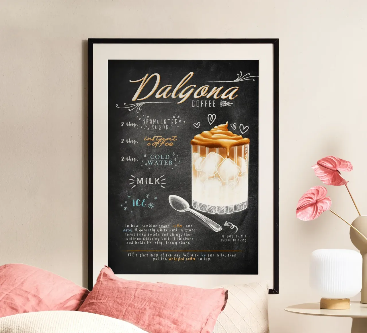 Dalgona coffee poster con telaio in legno da Leon Meyer
