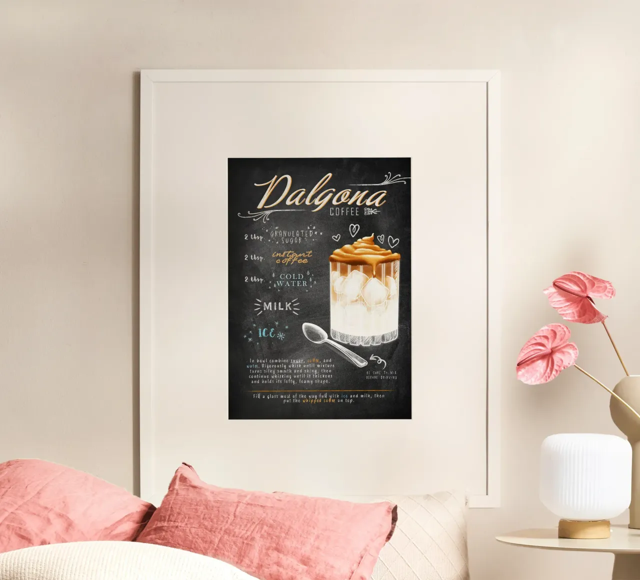 Dalgona coffee poster con telaio in legno da Leon Meyer